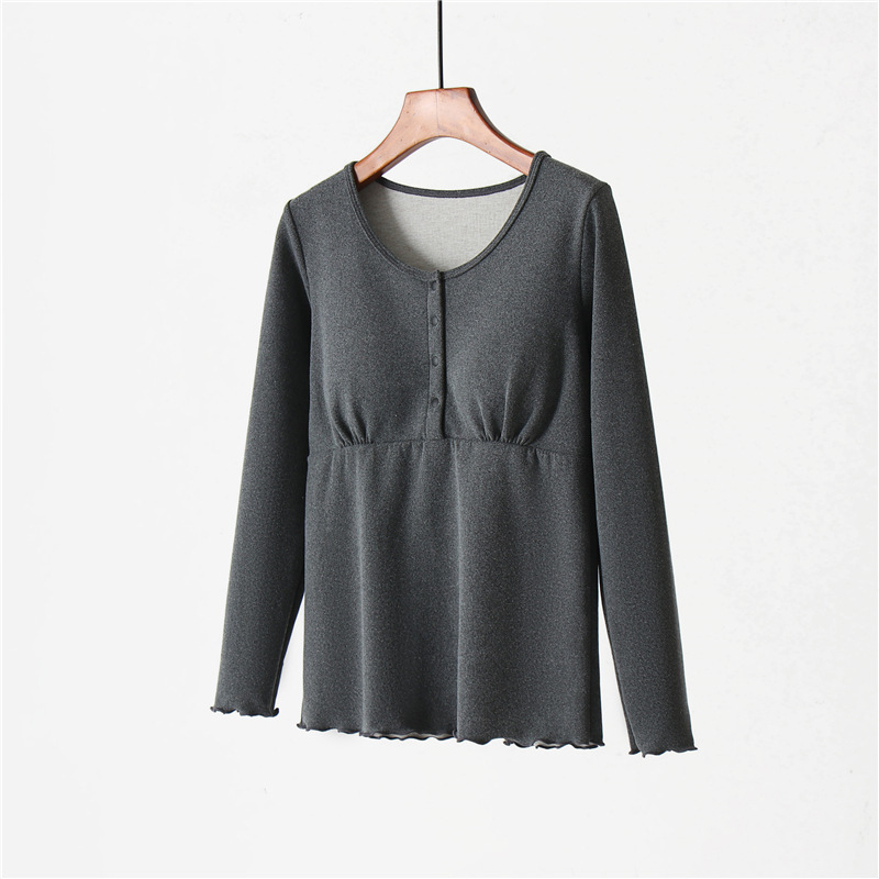 Szoptatós és várandós pizsama fleece béléssel, téli meleg, hosszú ujjú, szülés utáni, 80–90% poliészter