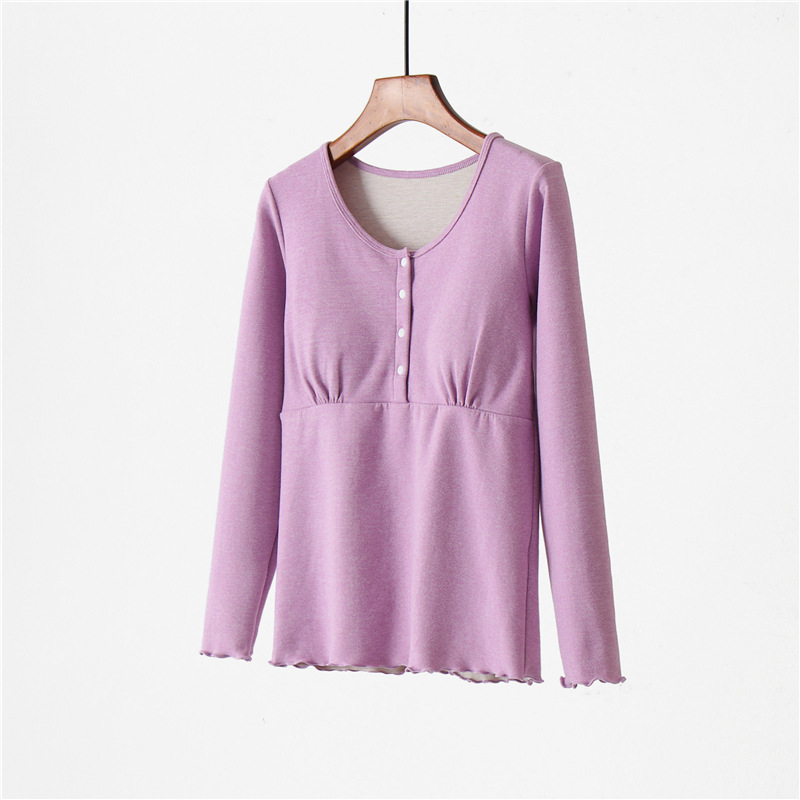 Szoptatós és várandós pizsama fleece béléssel, téli meleg, hosszú ujjú, szülés utáni, 80–90% poliészter