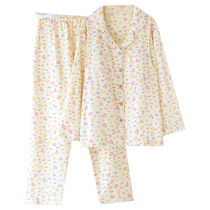 Szoptatós kismama pizsama, 100% pamut, hosszú ujjú, laza szabású nadrágos készlet, otthoni viselet, tavasz 2025