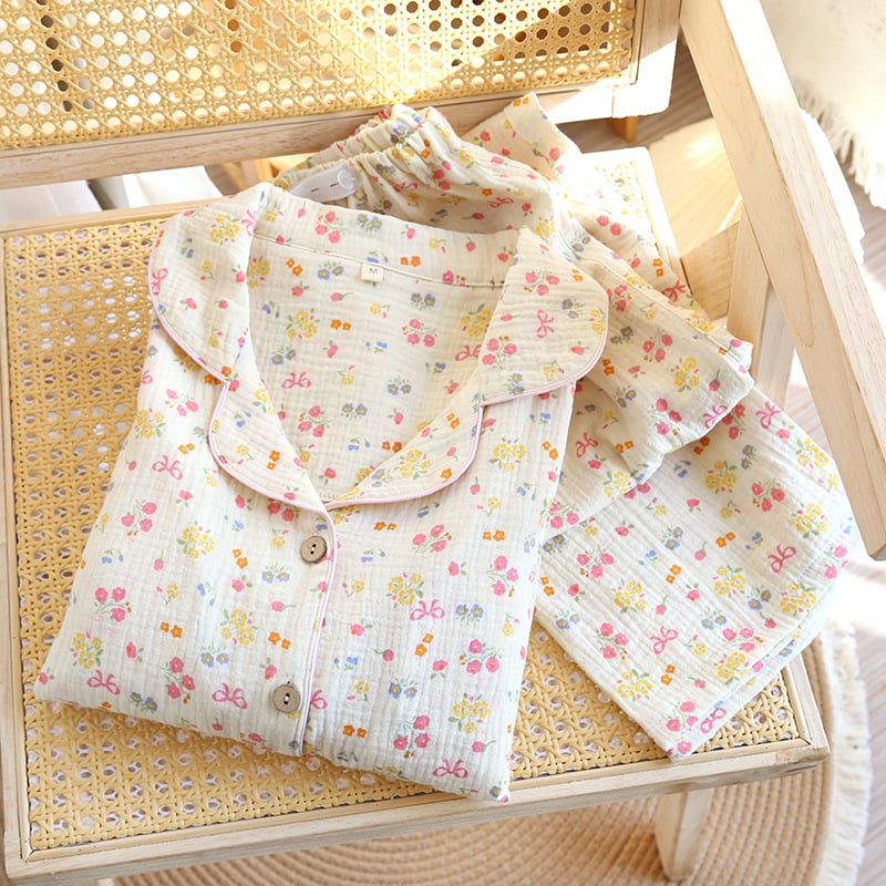 Szoptatós kismama pizsama, 100% pamut, hosszú ujjú, laza szabású nadrágos készlet, otthoni viselet, tavasz 2025