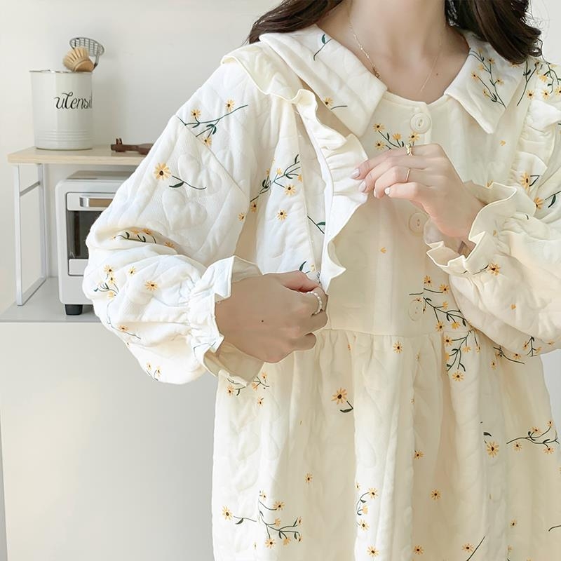 Set pijamale maternitate pentru alăptare din bumbac respirabil, bluza cu mânecă lungă și pantaloni (bumbac 50–70%, grosime țesătură 301–350 g/m2, mâneci lungi)