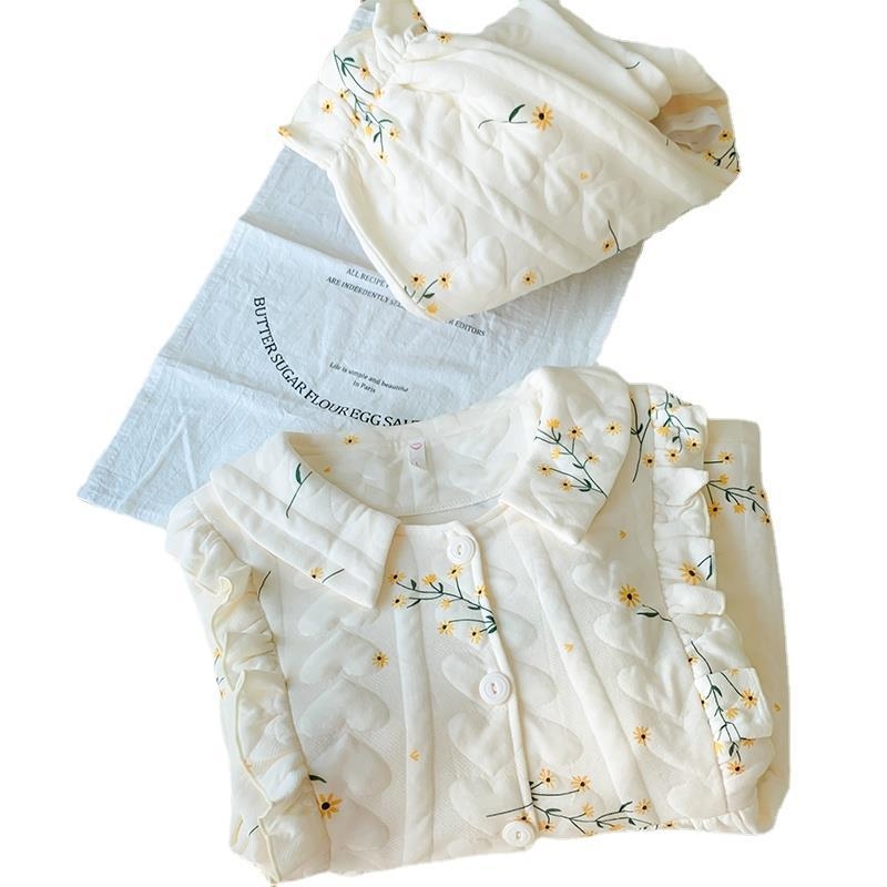 Set pijamale maternitate pentru alăptare din bumbac respirabil, bluza cu mânecă lungă și pantaloni (bumbac 50–70%, grosime țesătură 301–350 g/m2, mâneci lungi)