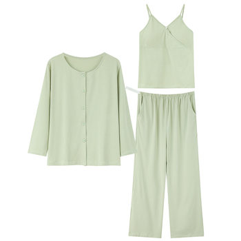 Τριών τεμαχίων σετ πιτζάμας από Modal για άνοιξη-καλοκαίρι, για θηλασμό μετά τον τοκετό, με ρυθμιζόμενο μαξιλαράκι στήθους, λεπτή υφή