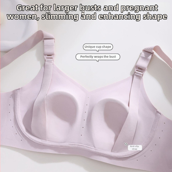Dýchajúci dojčiaci podprsenka, bezšvový dizajn, predné zapínanie, tenké tvarované košíčky, pevné dvojité ramienka