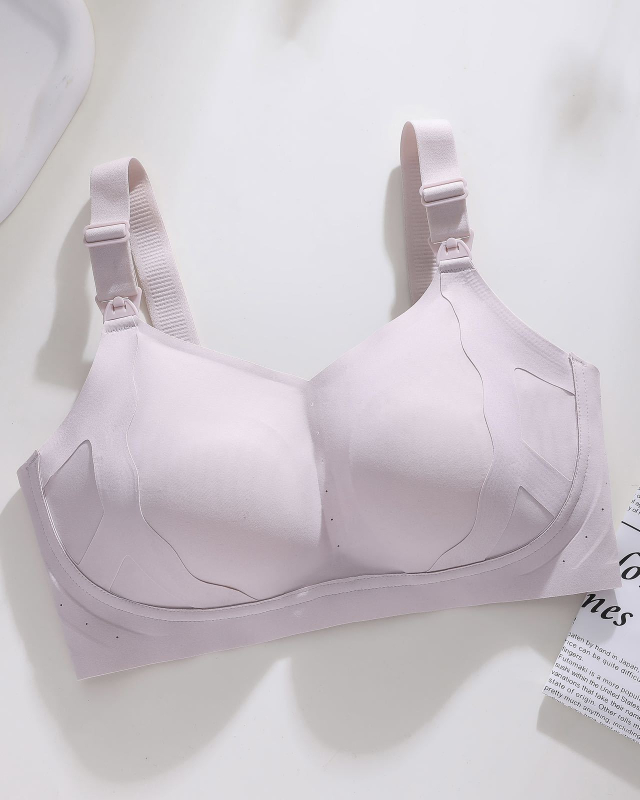 Dýchajúci dojčiaci podprsenka, bezšvový dizajn, predné zapínanie, tenké tvarované košíčky, pevné dvojité ramienka