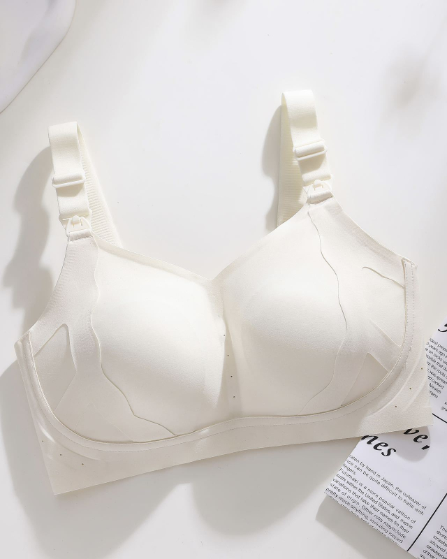 Dýchajúci dojčiaci podprsenka, bezšvový dizajn, predné zapínanie, tenké tvarované košíčky, pevné dvojité ramienka