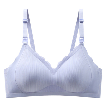 Zīdīšanas krūšturis ar augšējo aizdari, bez stieples, plānas formētas kausi, neilona audums, fiksētas siksnas, aizmugurē trīsrindu aizdare, piemērots grūtniecībai un zīdīšanai