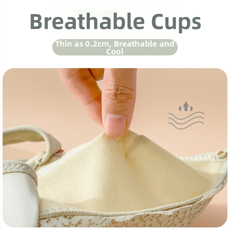 Mātes zīdaiņu krūšturis ar mežģīni, plāns kupols, neilona audums, oderes kokvilna 70–80%, bez tērauda gredzeniem