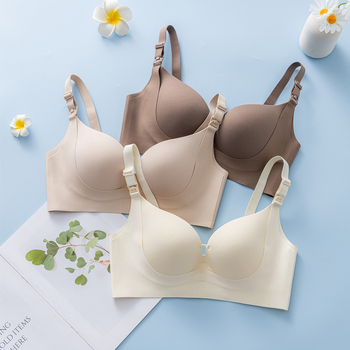 Grūtnieču zīdīšanas krūšturis ar noņemamām divām siksnām, plānām formētām kausiem, bez tērauda gredieniem, spīdīgs dizains