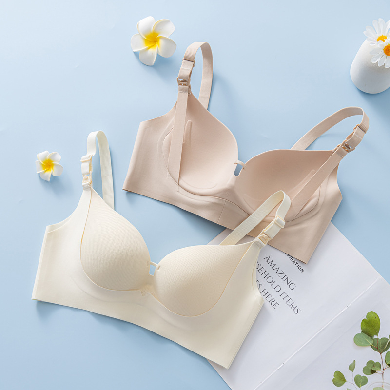 Grūtnieču zīdīšanas krūšturis ar noņemamām divām siksnām, plānām formētām kausiem, bez tērauda gredieniem, spīdīgs dizains