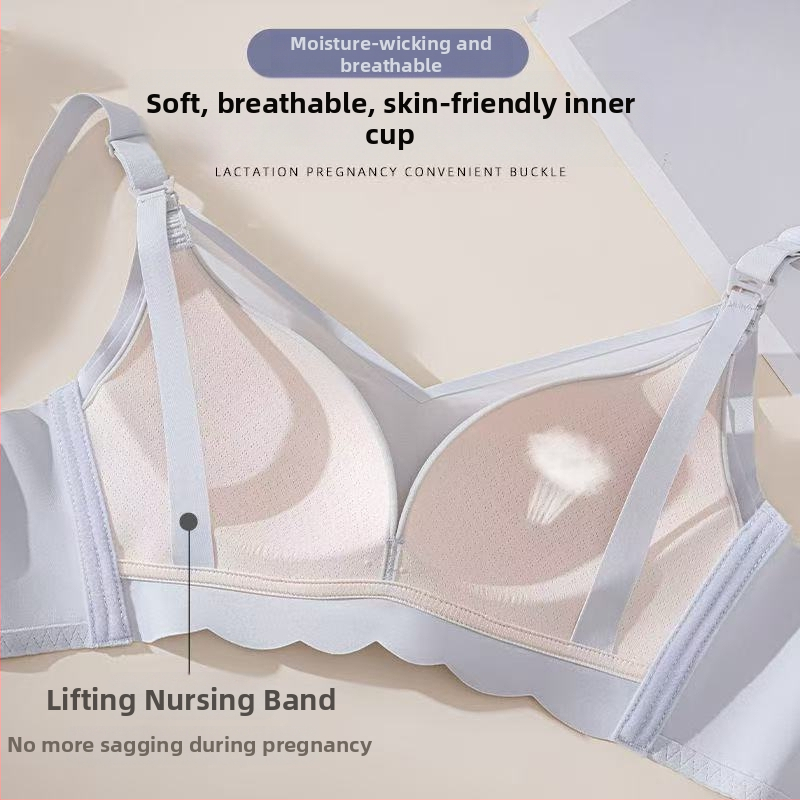 Zīdīšanas un grūtniecības krūšturis ar plāniem veidotiem kausiem, kokvilnas audums, viengabala dizains, fiksētas dubultās lencītes, aizmugurē četrrindu āķu aizdare