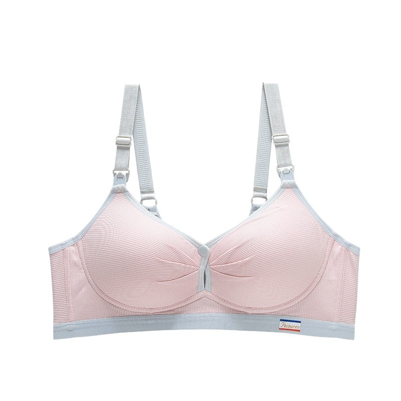Zīdīšanas krūšturis grūtniecības laikā, bez stieņiem, plānas veidotas krūšu kausi, svītrainais dizains, aizmugurē četru rindu aizdare