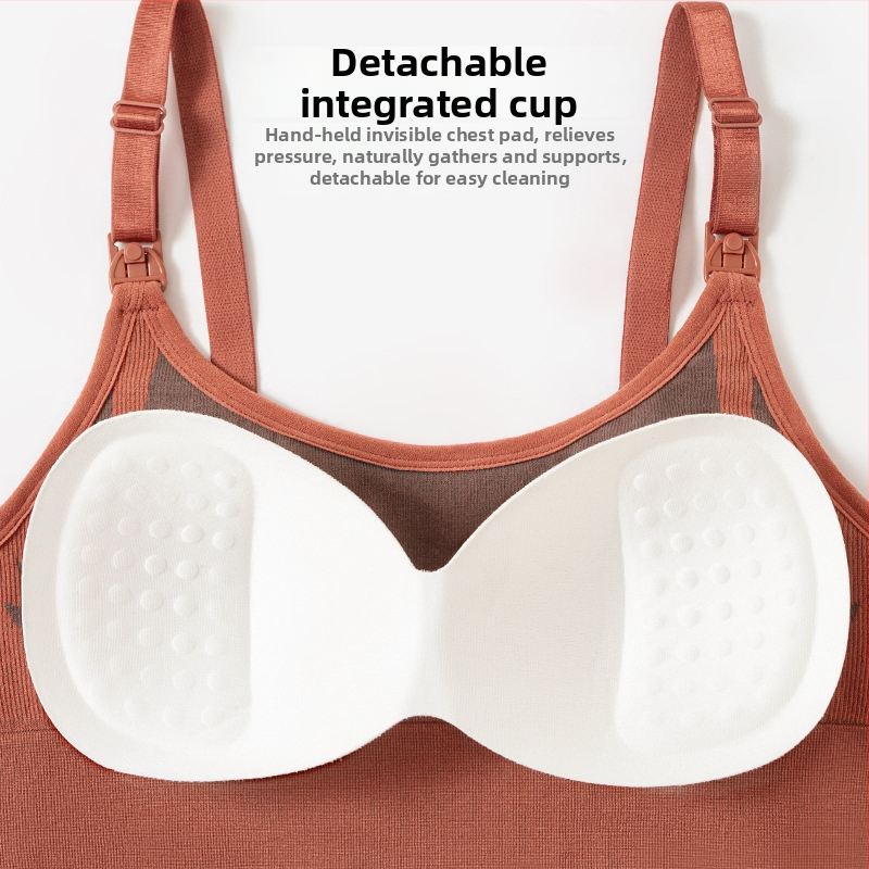 Zīdīšanas krūšturis mātei – bezvadu, bezšuvju dizains, vidēji veidoti kausi, galvenais materiāls neilons, oderējums spandekss, aizmugurē četru rindu āķu un acīm aizdare