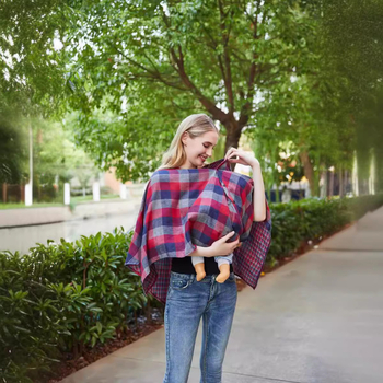 Пелерина за кърмене с каре модел, V-образно деколте, без ръкави, дължина 50–65 см, памучно-смесена материя (95% памук)