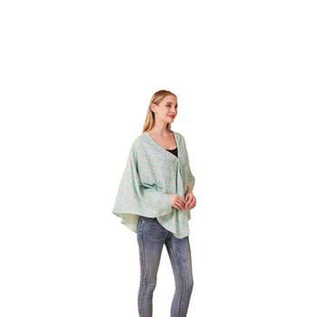 Пелерина за кърмене с каре модел, V-образно деколте, без ръкави, дължина 50–65 см, памучно-смесена материя (95% памук)