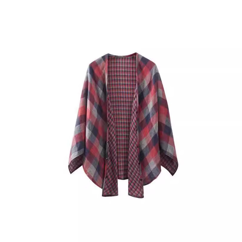 Пелерина за кърмене с каре модел, V-образно деколте, без ръкави, дължина 50–65 см, памучно-смесена материя (95% памук)