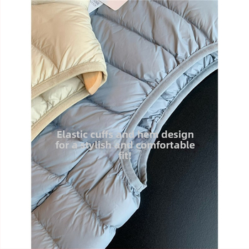 Nailona jaka ar plānu siluetu, 86–90% balta pīļu pūka, rāvējslēdzējs