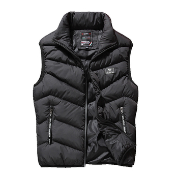 Férfi téli pamut mellény, lazább kardigán stílus, álló gallér, cipzár, vastag anyag