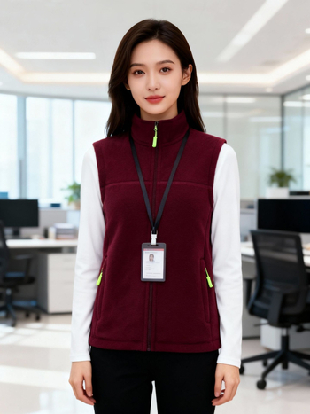 Vestă din fleece, groasă, culoare solidă, fermoar frontal, fără glugă, croială lejeră