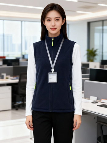 Vestă din fleece, groasă, culoare solidă, fermoar frontal, fără glugă, croială lejeră