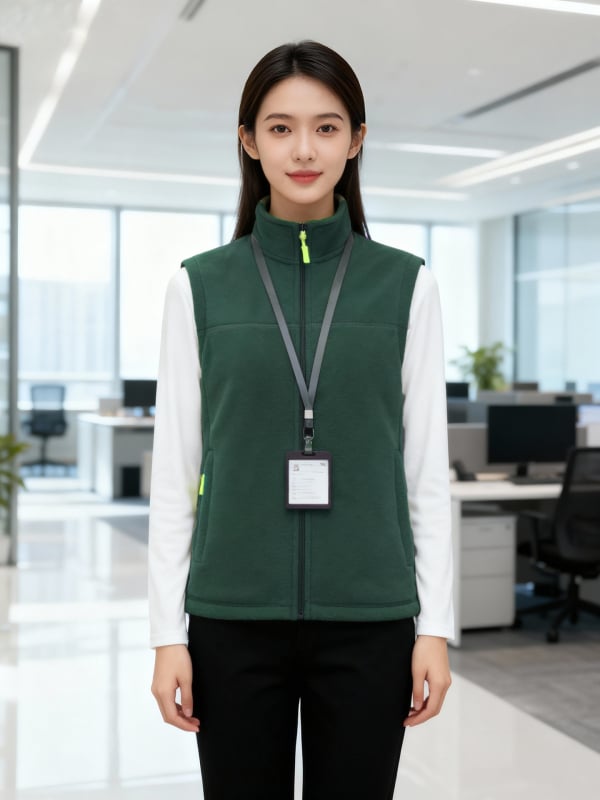 Vestă din fleece, groasă, culoare solidă, fermoar frontal, fără glugă, croială lejeră