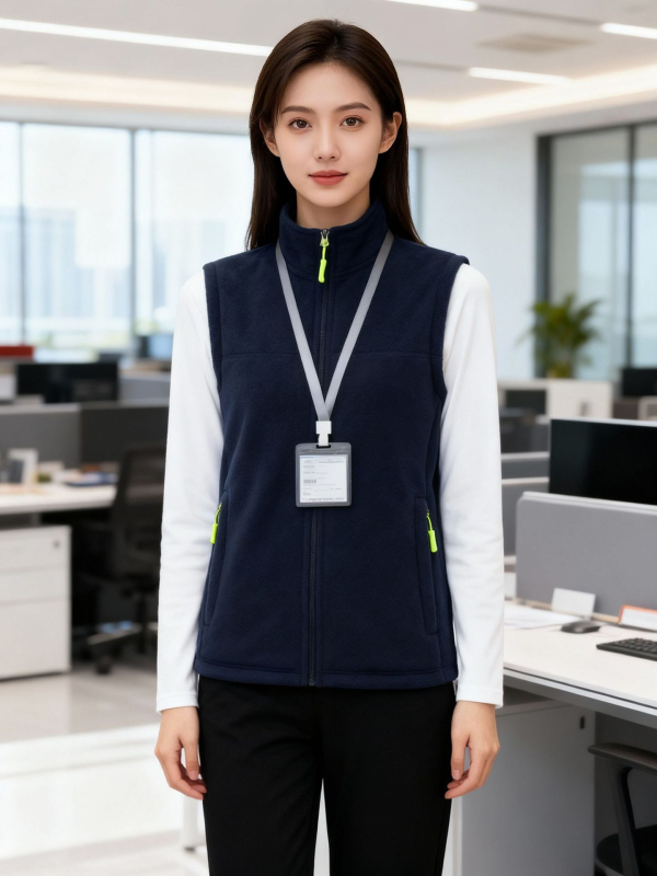 Vestă din fleece, groasă, culoare solidă, fermoar frontal, fără glugă, croială lejeră