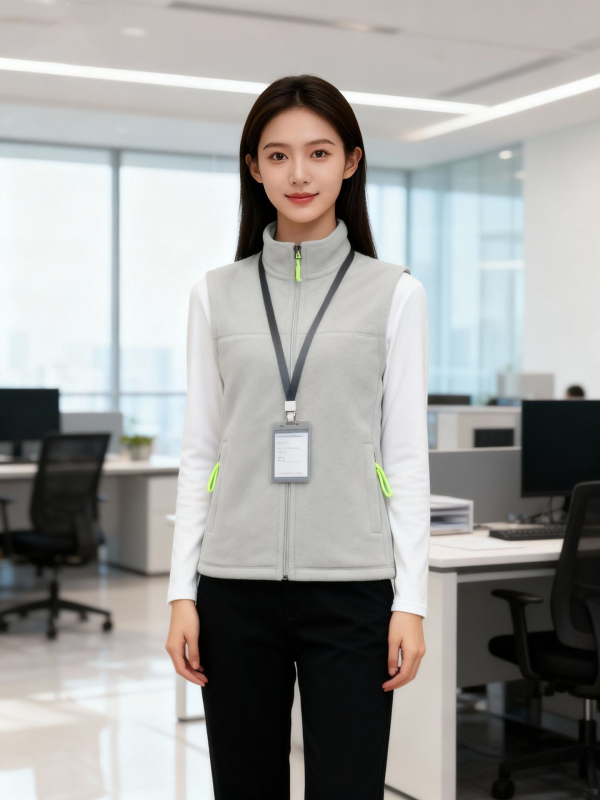 Vestă din fleece, groasă, culoare solidă, fermoar frontal, fără glugă, croială lejeră