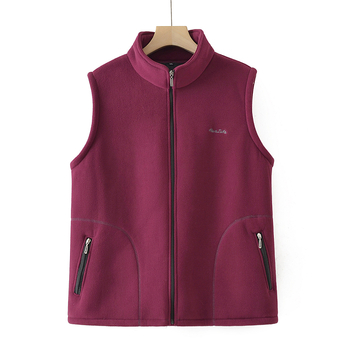 Ženski kardigan-vest od granuliranog velura, fleec podstava, stojeći ovratnik, jesen 2025