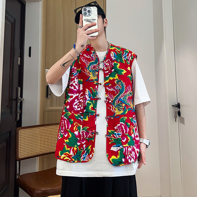 Pamukasta vest s stojećim ovratnikom, jednostruko kopčanje, slobodan kroj, unisex ljetna vest s bočnim džepovima, jednofarban uzorak, sportsko-kardigan stil, Hanfu nadahnuća kineska vest