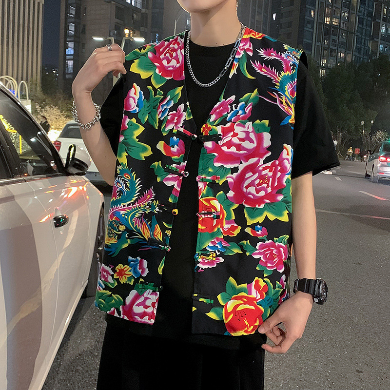 Pamukasta vest s stojećim ovratnikom, jednostruko kopčanje, slobodan kroj, unisex ljetna vest s bočnim džepovima, jednofarban uzorak, sportsko-kardigan stil, Hanfu nadahnuća kineska vest