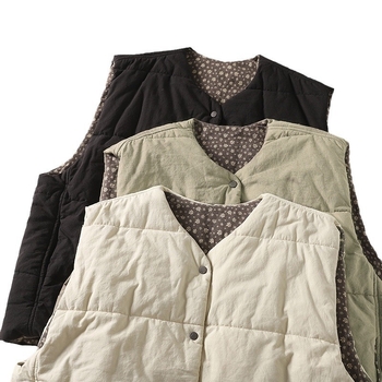 Női bélelt mellény kardigán, laza szabás, gombos zárás, U-gallér, pamut töltet, fő anyag poliészter (50-70%), téli 2025