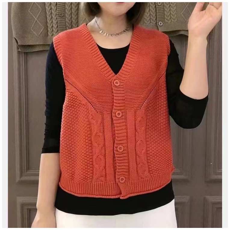 Ležerni kardigan-vest s V izrezom, 3D uzorak, šarena acetatna tkanina, jesen-zimski retro stil 2025