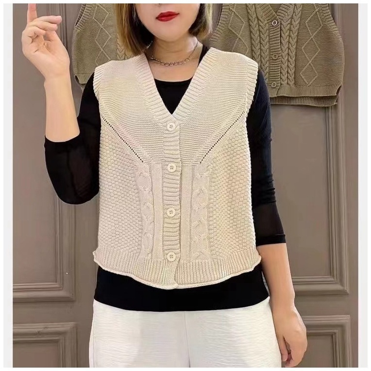Ležerni kardigan-vest s V izrezom, 3D uzorak, šarena acetatna tkanina, jesen-zimski retro stil 2025