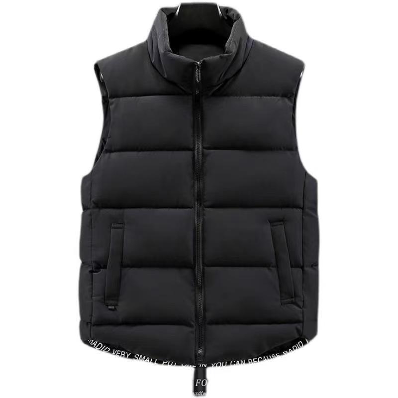 Мъжка жилетка от пух-памук, със стояща яка, подплатена флисом, свободен силует, полиестерна външна материя