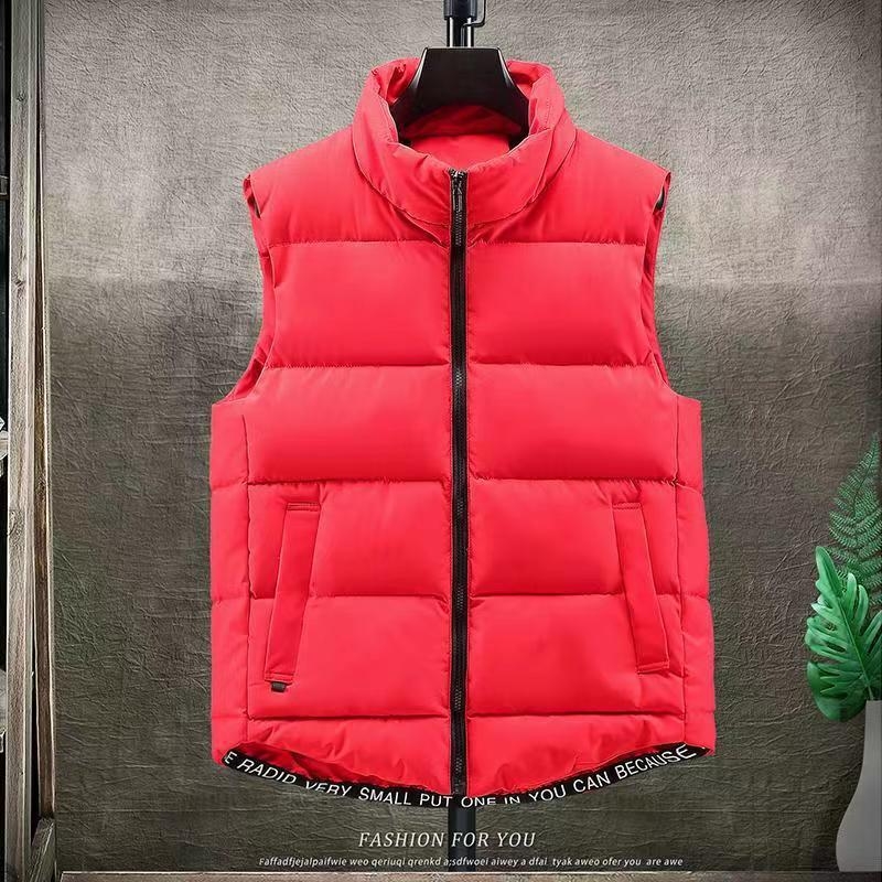 Мъжка жилетка от пух-памук, със стояща яка, подплатена флисом, свободен силует, полиестерна външна материя