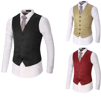 Muški pamukasti V-izrez prsluk za četiri sezone, slim fit, jednobojni, radni prsluk