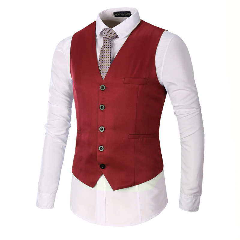 Muški pamukasti V-izrez prsluk za četiri sezone, slim fit, jednobojni, radni prsluk