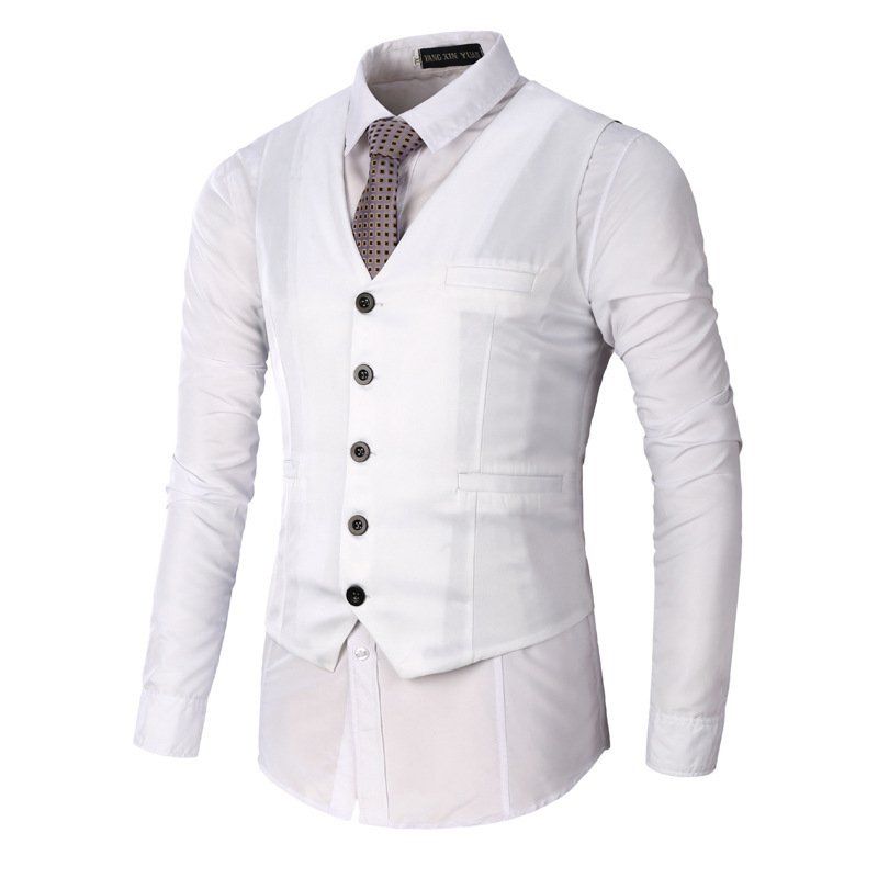 Muški pamukasti V-izrez prsluk za četiri sezone, slim fit, jednobojni, radni prsluk