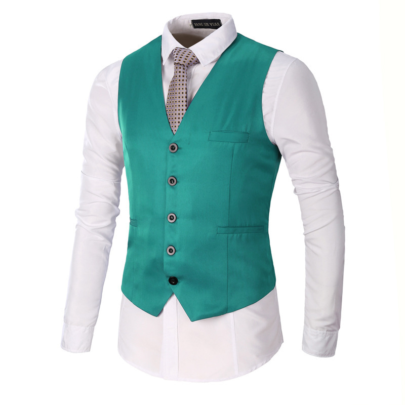 Muški pamukasti V-izrez prsluk za četiri sezone, slim fit, jednobojni, radni prsluk