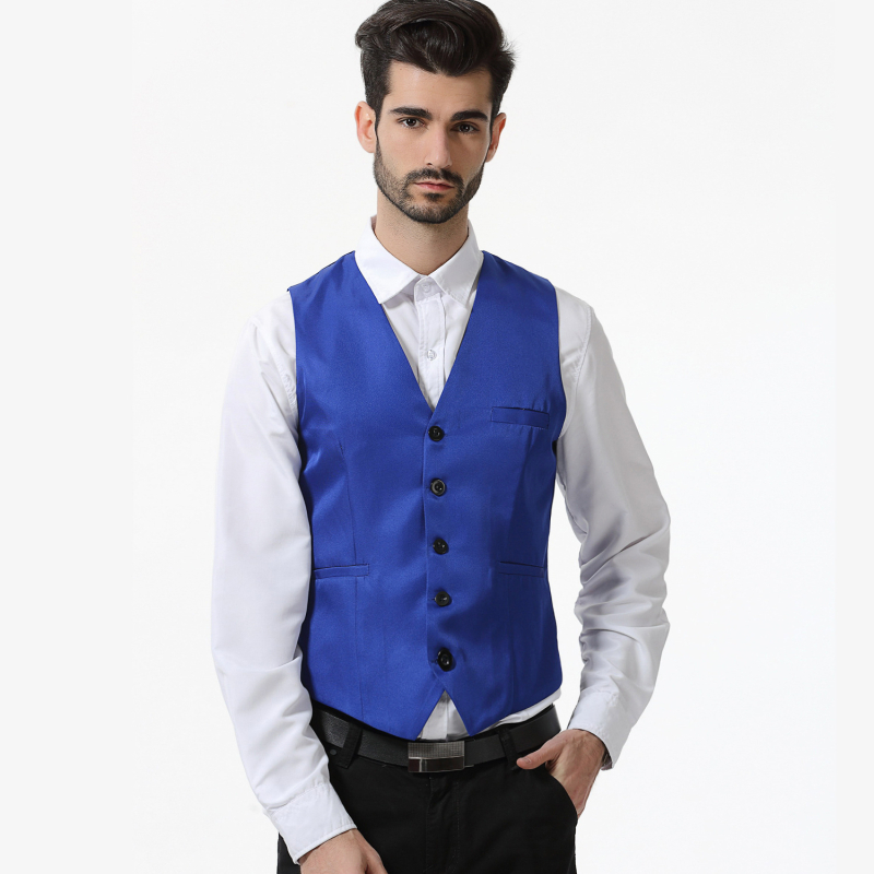 Muški pamukasti V-izrez prsluk za četiri sezone, slim fit, jednobojni, radni prsluk