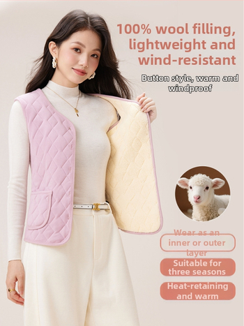 Dámska vesta s vlnenou fleecovou podšívkou, V-krk, zapínanie na gombík, polyesterová vonkajšia látka