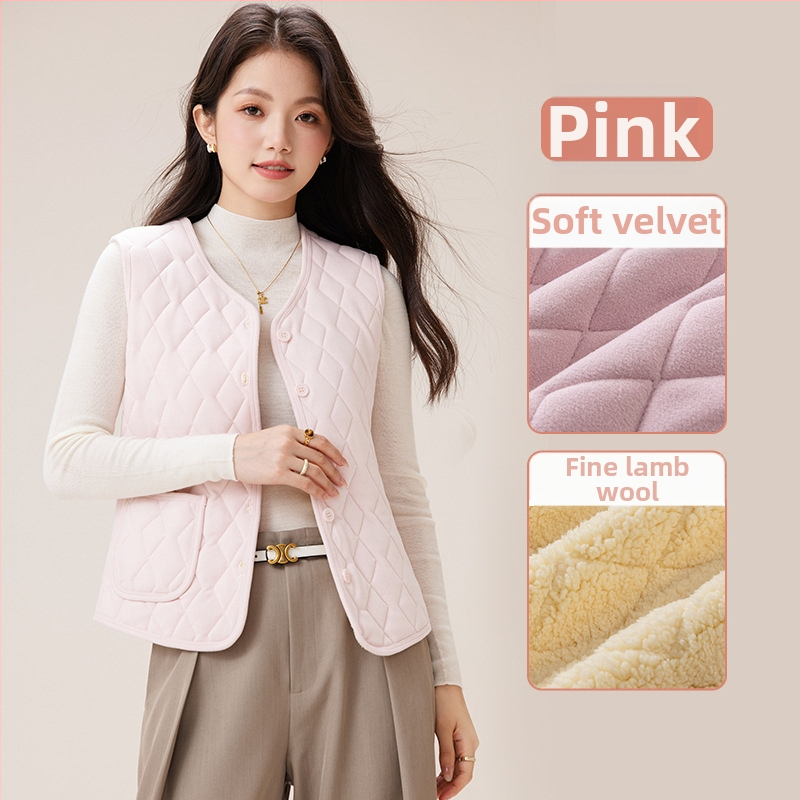 Dámska vesta s vlnenou fleecovou podšívkou, V-krk, zapínanie na gombík, polyesterová vonkajšia látka