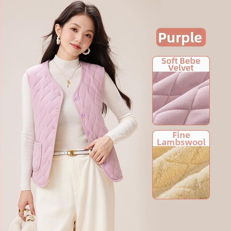 Dámska vesta s vlnenou fleecovou podšívkou, V-krk, zapínanie na gombík, polyesterová vonkajšia látka