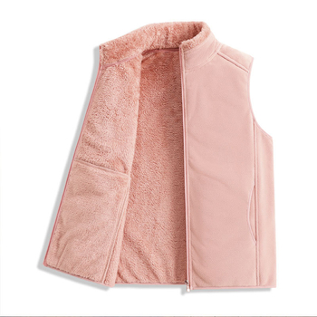 Γυναικεία γιλέκα με επένδυση φλίς, παχύτερο, με σταθερό γιακά, φερμουάρ, πολυεστέρας 95%+