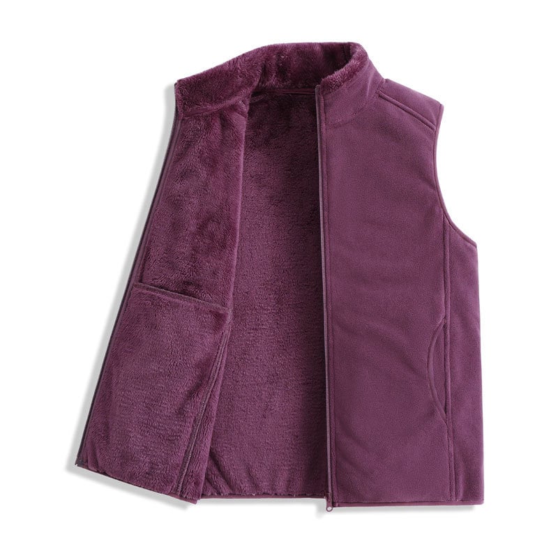 Γυναικεία γιλέκα με επένδυση φλίς, παχύτερο, με σταθερό γιακά, φερμουάρ, πολυεστέρας 95%+