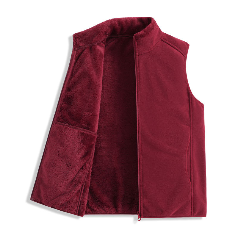 Γυναικεία γιλέκα με επένδυση φλίς, παχύτερο, με σταθερό γιακά, φερμουάρ, πολυεστέρας 95%+