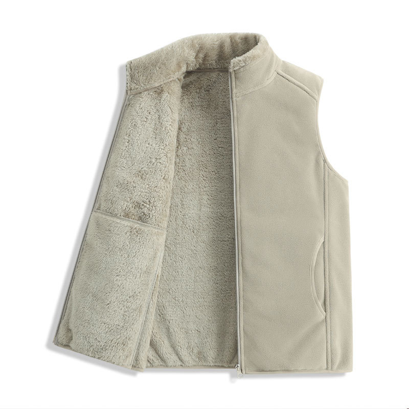 Γυναικεία γιλέκα με επένδυση φλίς, παχύτερο, με σταθερό γιακά, φερμουάρ, πολυεστέρας 95%+