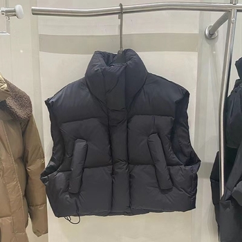 Plus-size žena kratka puffer vesta u korejskom stilu za jesen-zimu