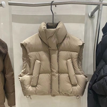 Plus-size žena kratka puffer vesta u korejskom stilu za jesen-zimu