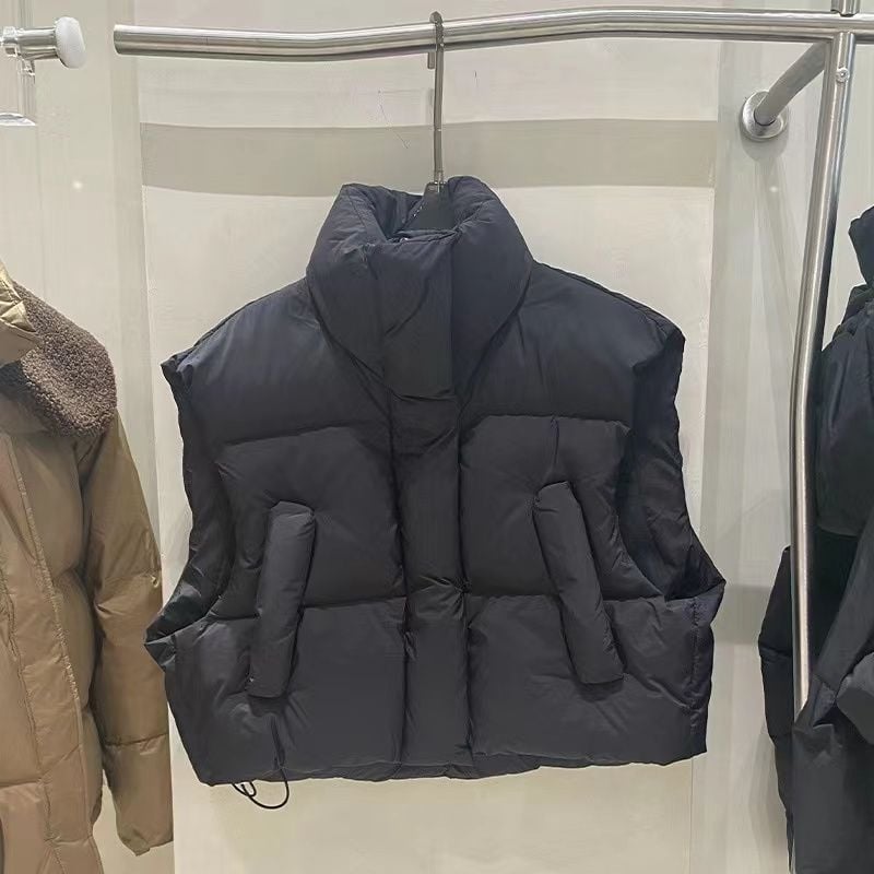 Plus-size žena kratka puffer vesta u korejskom stilu za jesen-zimu